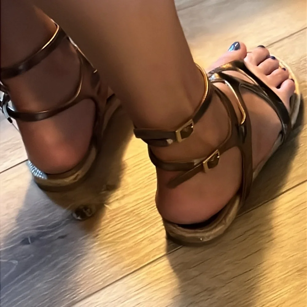 🛑 1 hour sale. Jimmy Choo, size 39EU, Metallic Espadrille Gladiator Sandals - Picture 10 of 14